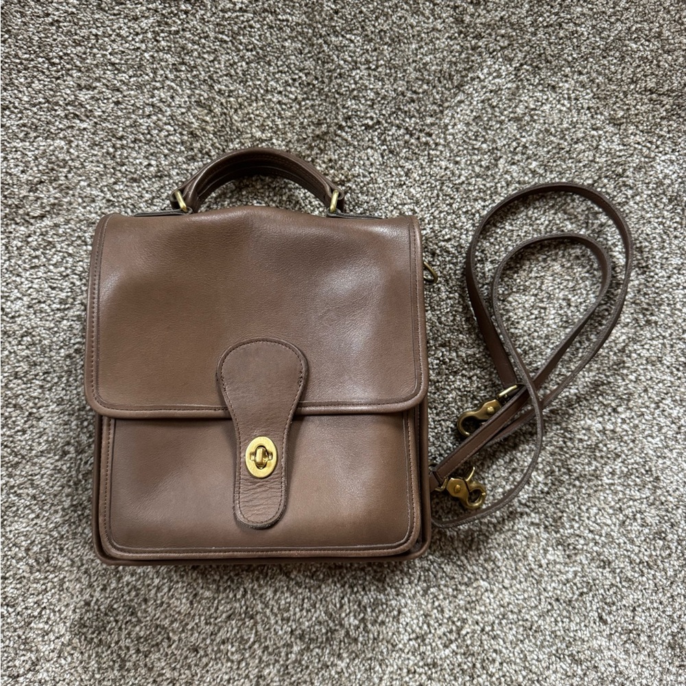 Coach Brown Leather Crossbody Bag with Gold Hardware
